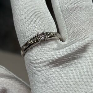 Sterling Silver Amethyst & Zircon Ring Size 10.5 – White Gold Plated